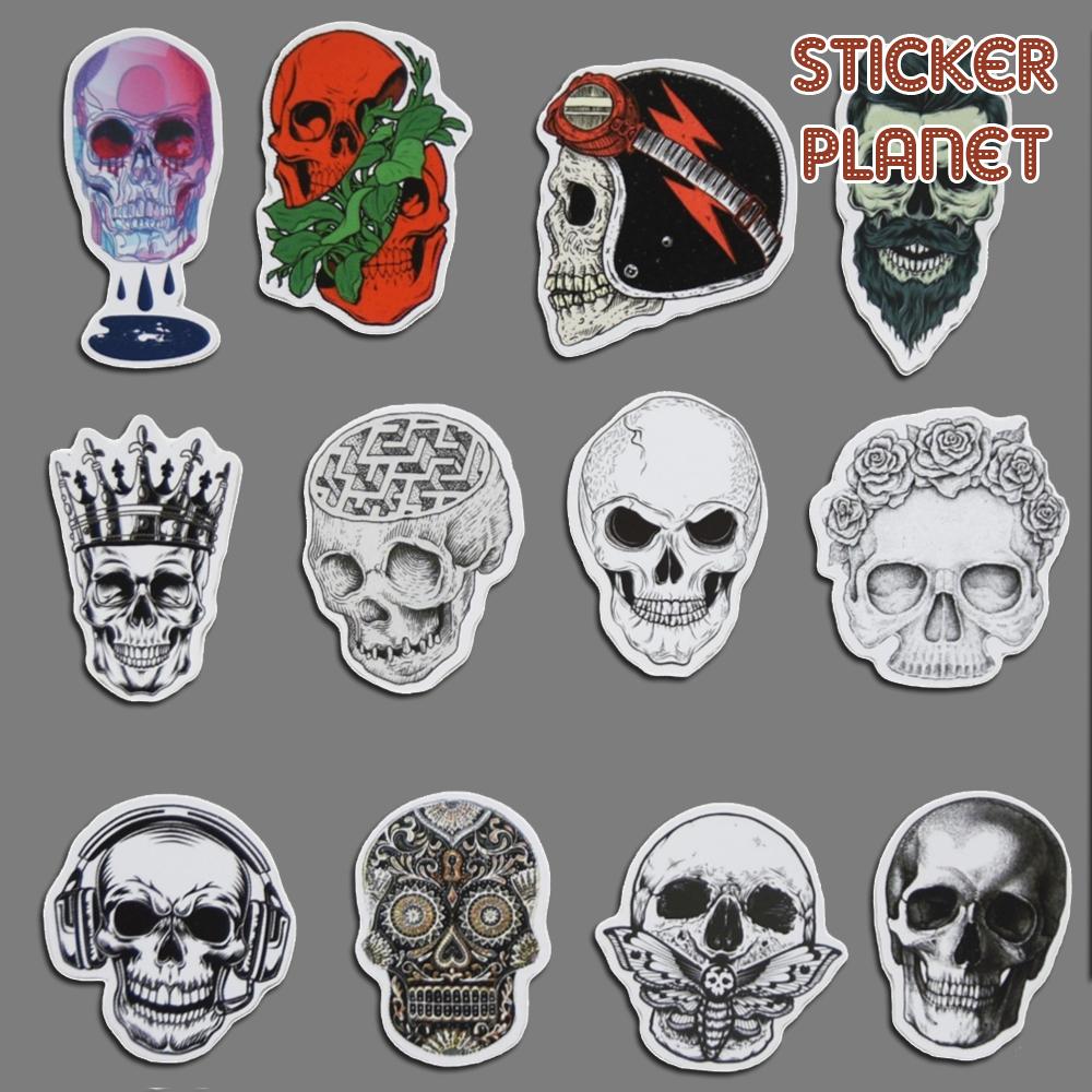 Sticker đầu lâu cá tính trang trí mũ bảo hiểm, đàn, guitar, ukulele, điện thoại laptop