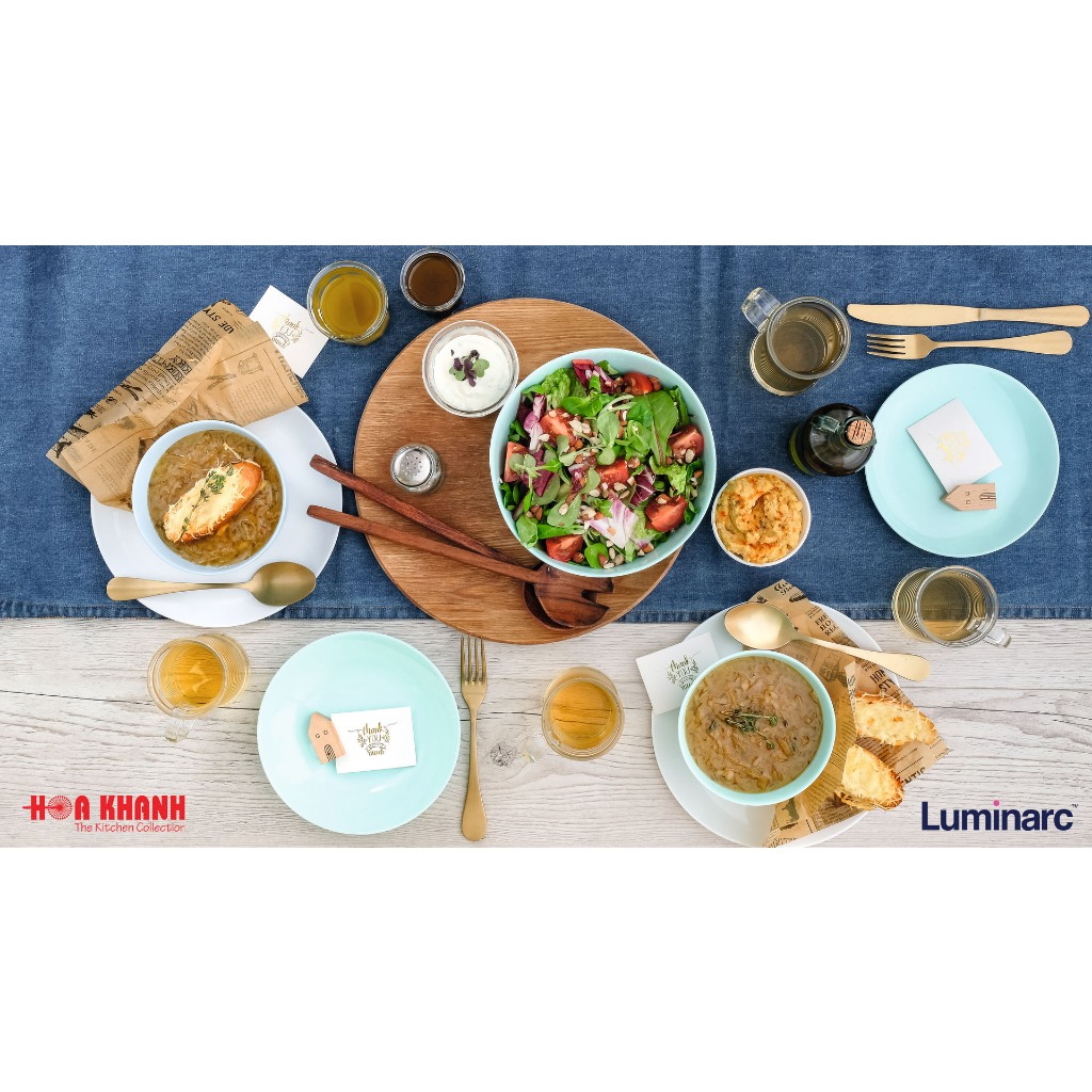 Đĩa Sâu Thủy Tinh Luminarc Diwali Light Turquoise 20cm đựng thức ăn, cường lực, chịu nhiệt - Bộ 3 đĩa - P2019