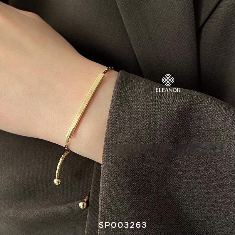 Lắc tay dây rút Eleanor Accessories vòng tay nữ gold bar khắc chữ Love Dream kiểu dáng đơn giản phụ kiện trang sức đẹp