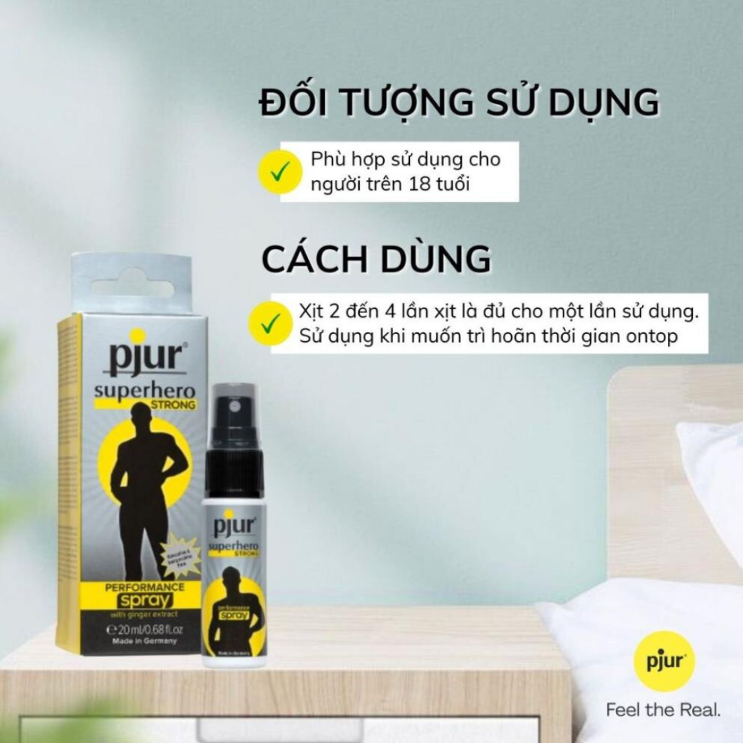 Xịt trì hoãn, kéo dài thời gian ontop sớm cho nam giới Pjur superhero Performance Chai 20ml lành tính an toàn