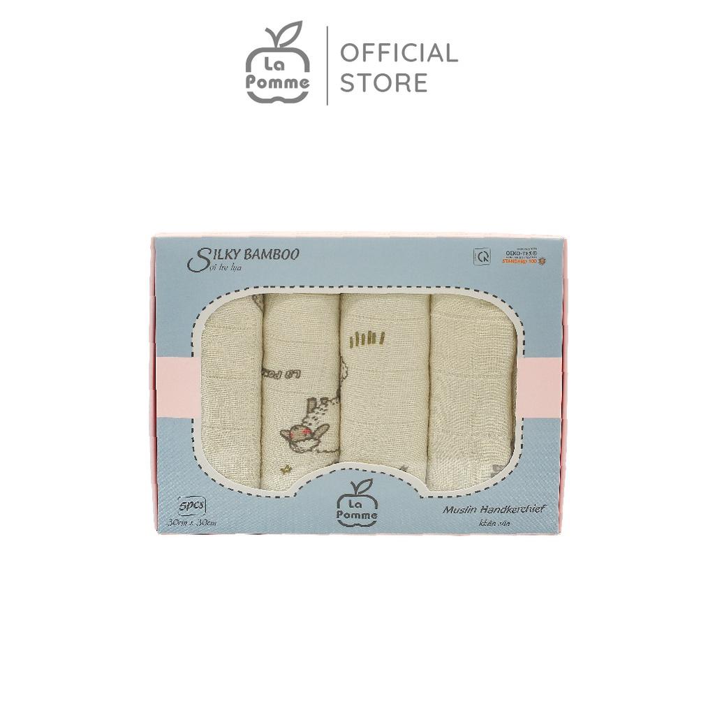 K001 Set 5 Khăn sữa sợi tre lụa La Pomme - 30x30cm Nude Sheep