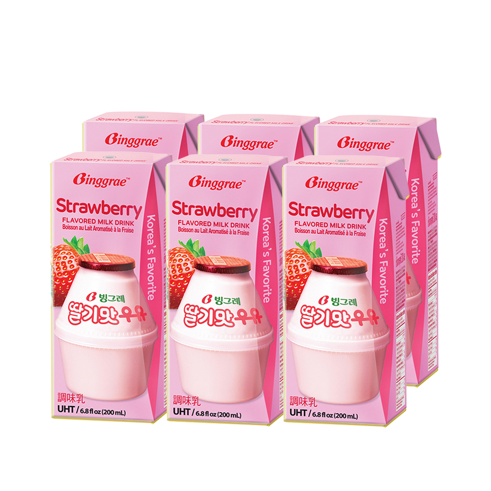 Lốc Sữa Dâu Hàn Quốc Binggrae Strawberry Milk (200ml x 6 hộp)