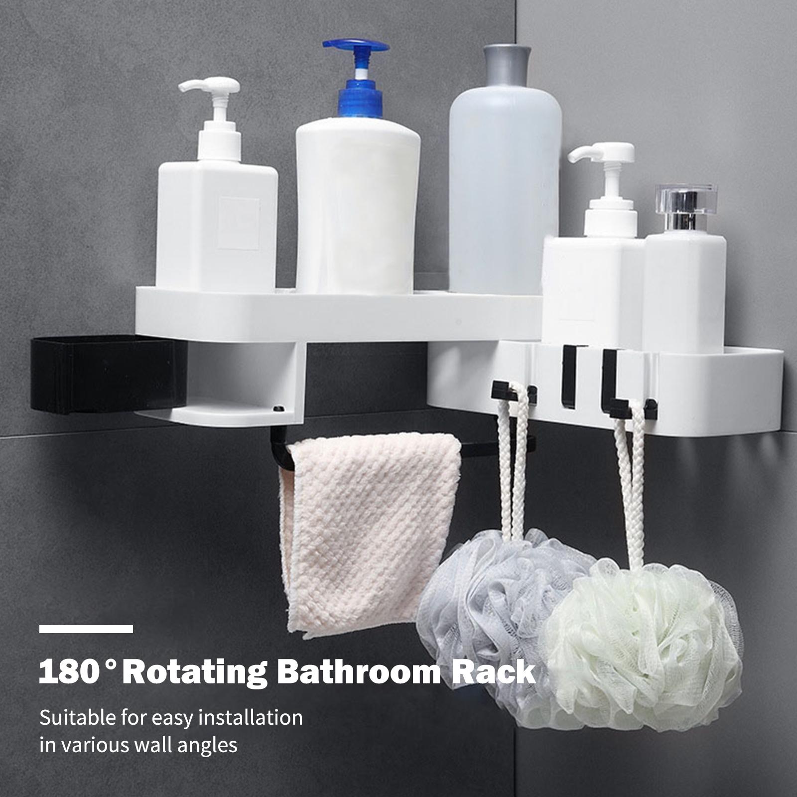 Bathroom Corner Shelf No Drilling Wall-mounted Storage Rack Holder Cabinets 2 Tier Bathtub Bath Shower Caddy Basket