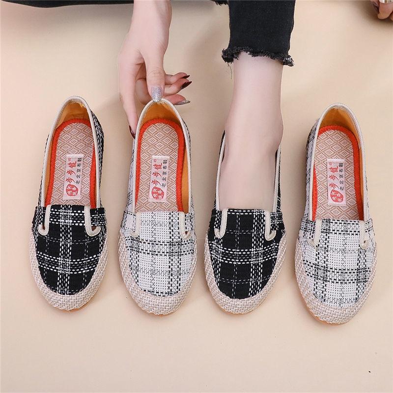 Giày Lười Nữ Vải Canvas Đế Bằng Phong Cách Mới