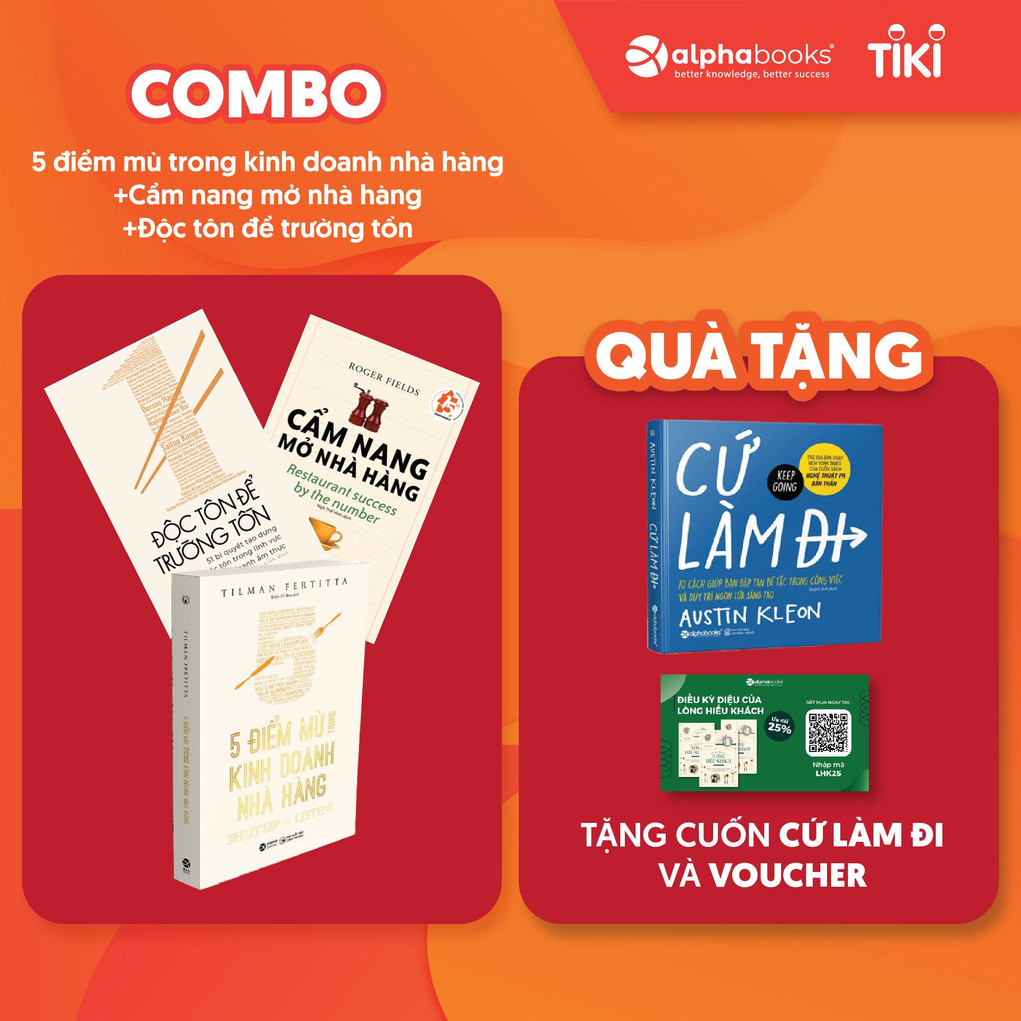 Combo 3 Cuốn: 5 Điểm Mù Trong Kinh Doanh Nhà Hàng+ Cẩm Nang Mở Nhà Hàng+ Độc Tôn Để Trường Tồn