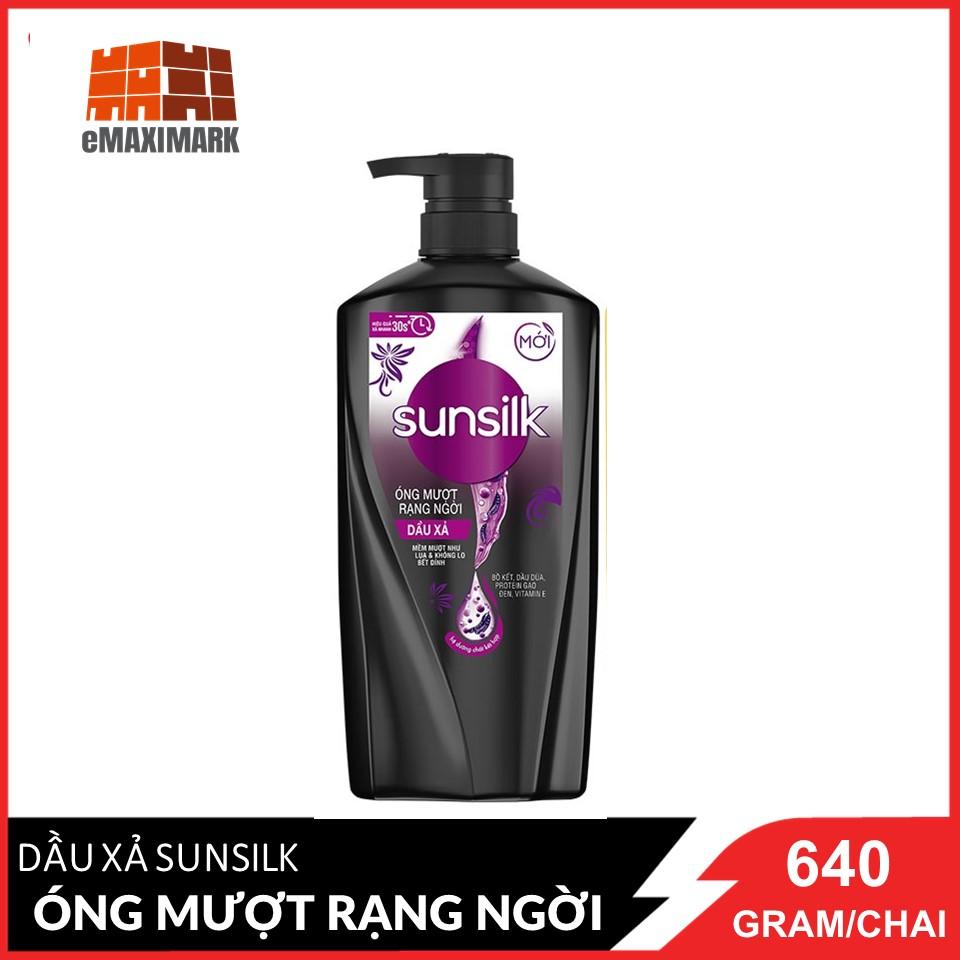 Dầu Xả Óng Mượt Rạng Ngời Sunsilk Mềm Mượt Như Lụa &amp; Không Lo Bết Dính (Đen) 640g