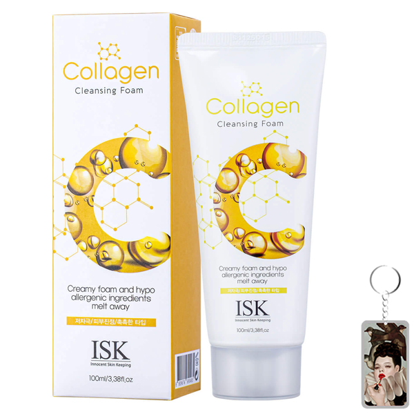 Sữa rửa mặt Collagen săn chắc và nâng cơ da ISK Hàn Quốc 100ml tặng kèm móc khóa