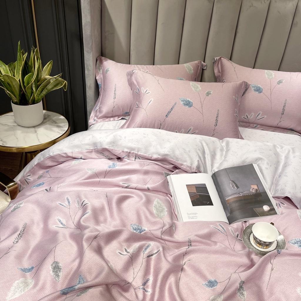 Bộ Chăn Ga Gối 100%TENCEL 100S SPRING COLLECTIONS 006 Siêu mềm, mát mịn họa tiết Hoa lá 3D Sang trọng, Ấm áp