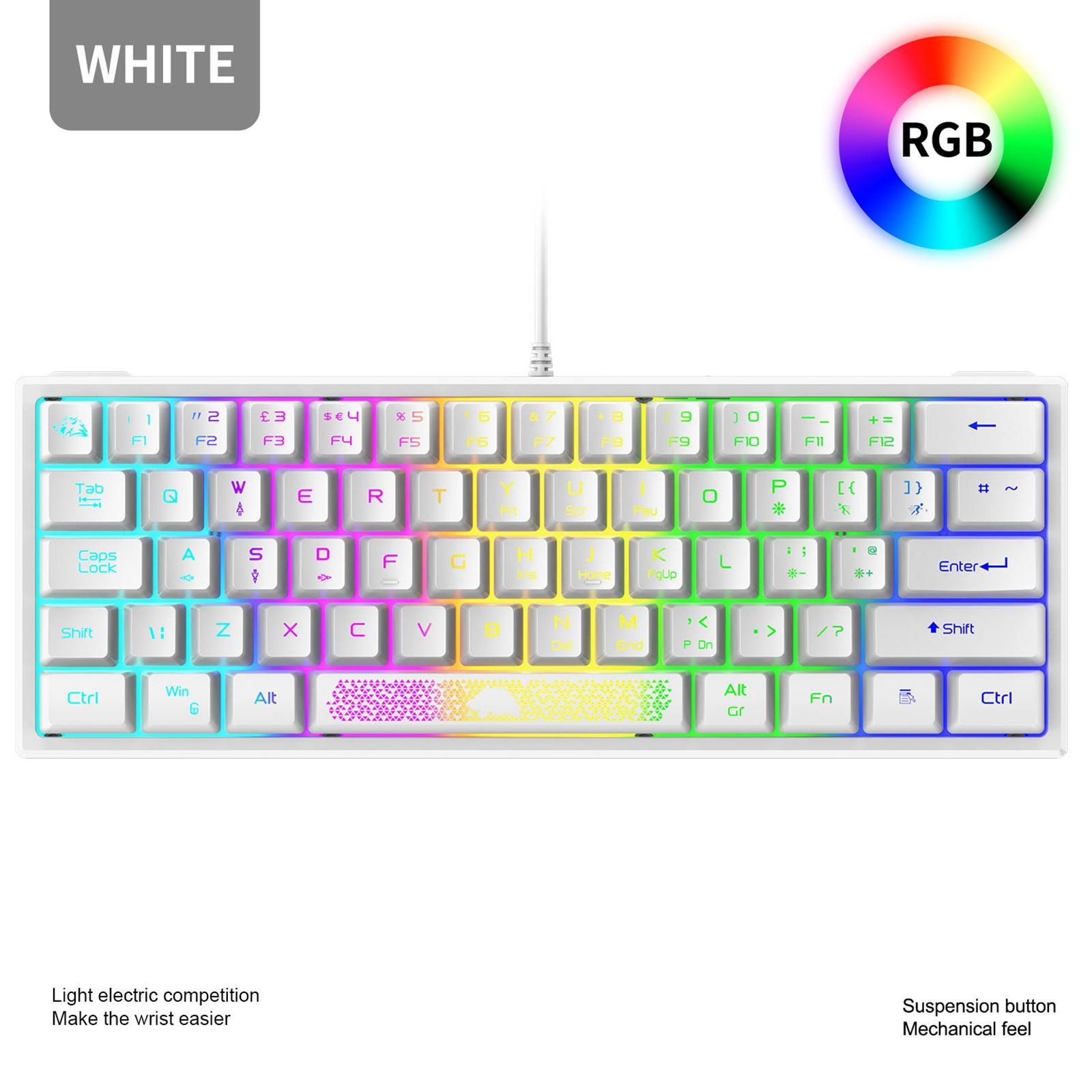 RGB Backlit 62 Key Game Keyboard 60% Layout Waterproof Mini for Gamer Android iOS Windows