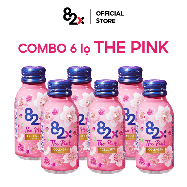 82X Combo 6 lọ The Pink Collagen 1000mg Collagen, 100ml/chai, Nước Uống Đẹp Da Tràn Năng Lượng Đến Từ Nhật Bản