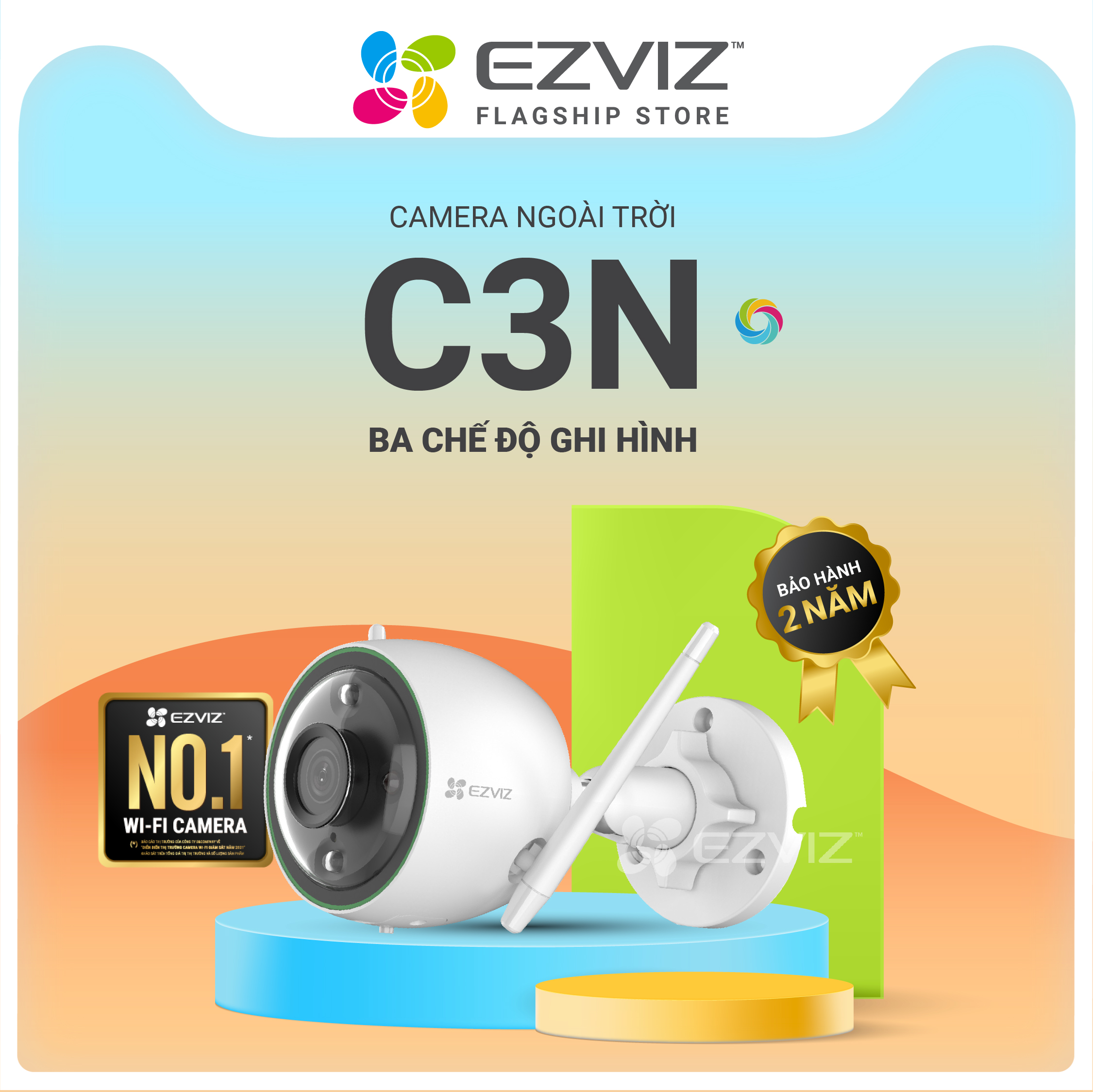 Camera Wifi EZVIZ C3N 2MP FHD1080P Ngoài Trời, Có Màu Ban Đêm, AI Thông Minh - Hàng Chính Hãng