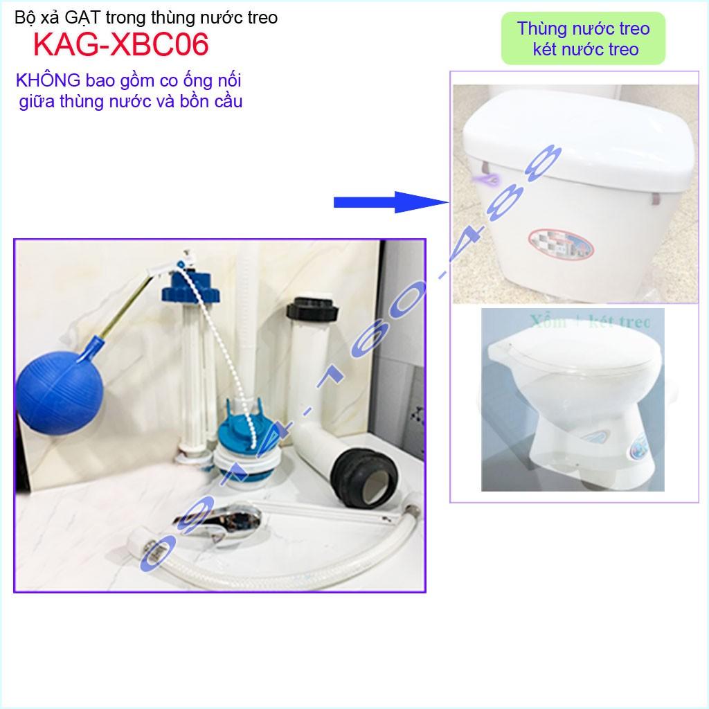 Bộ xả bồn cầu treo tường KAG-XBC06-tay gạt, Bộ ruột xả ruột két nước treo cho bồn cầu két rời