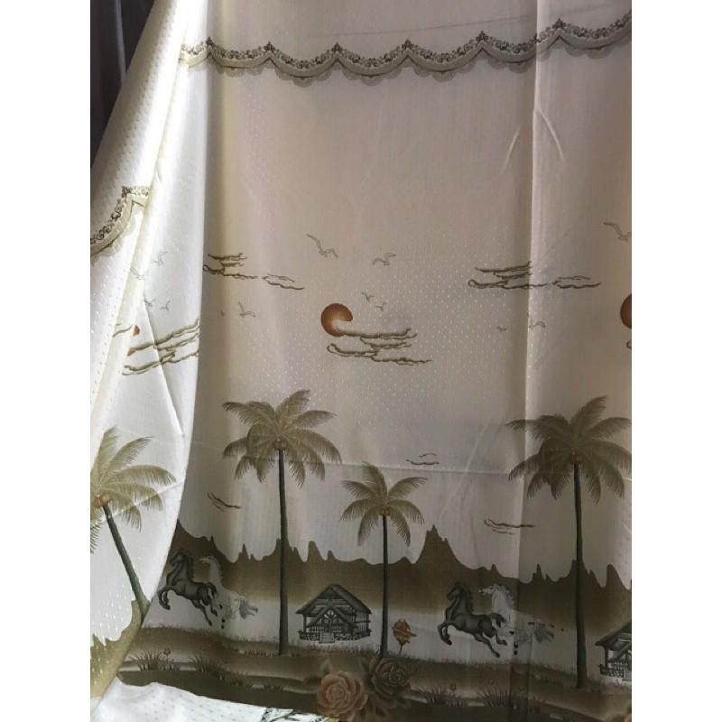 RIDO Cửa 3m5 x2m1Rido Gấm Sao ngăn cách che nắng có khuy cài móc sẵn Xanh biển