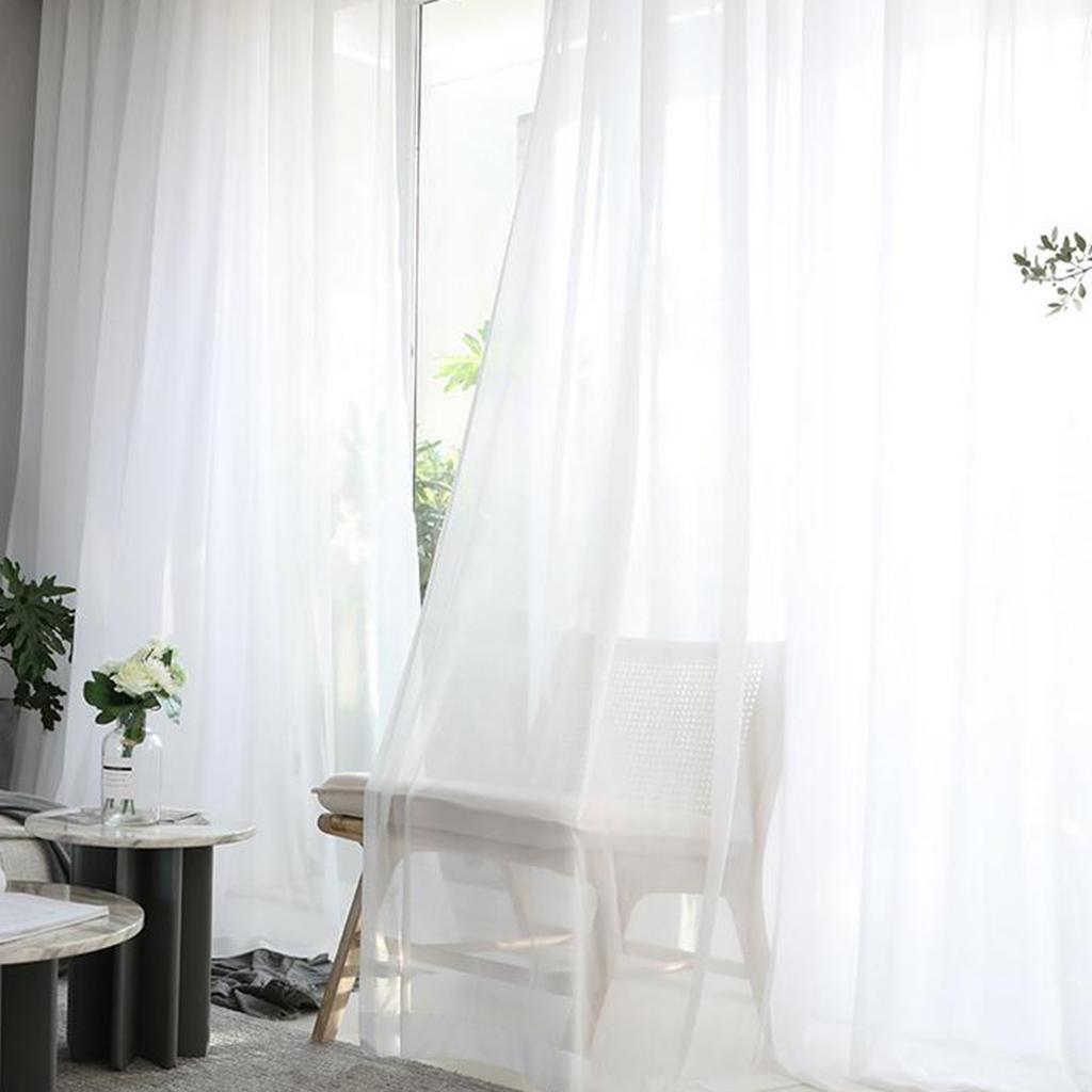 2pcs Sheer Chiffon Voile Curtain Panel Drape for Patio Sliding Doors 55x94inch