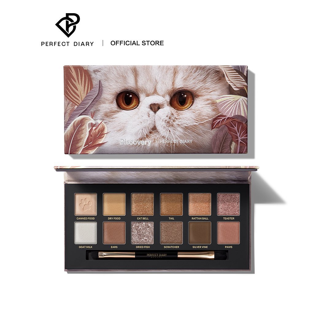 Bảng Phấn Mắt Perfect Diary Bảng Màu Mèo Cat 14g Kèm Cọ
