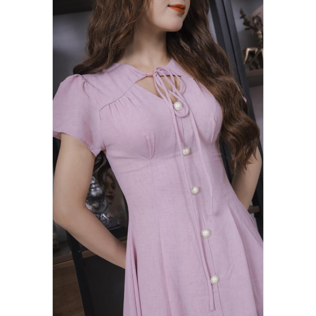 Hình ảnh Váy Nữ Vải Xước Màu Tím Cao Cấp 23V045 Pi Style
