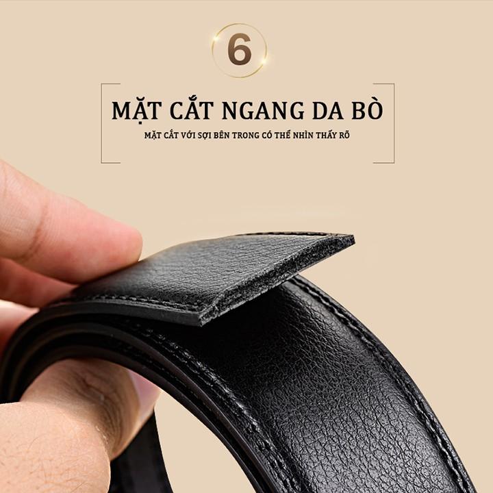  Dây nịt / Thắt lưng nam thời trang công sở 2 tam giác vàng, dây may 2 viền