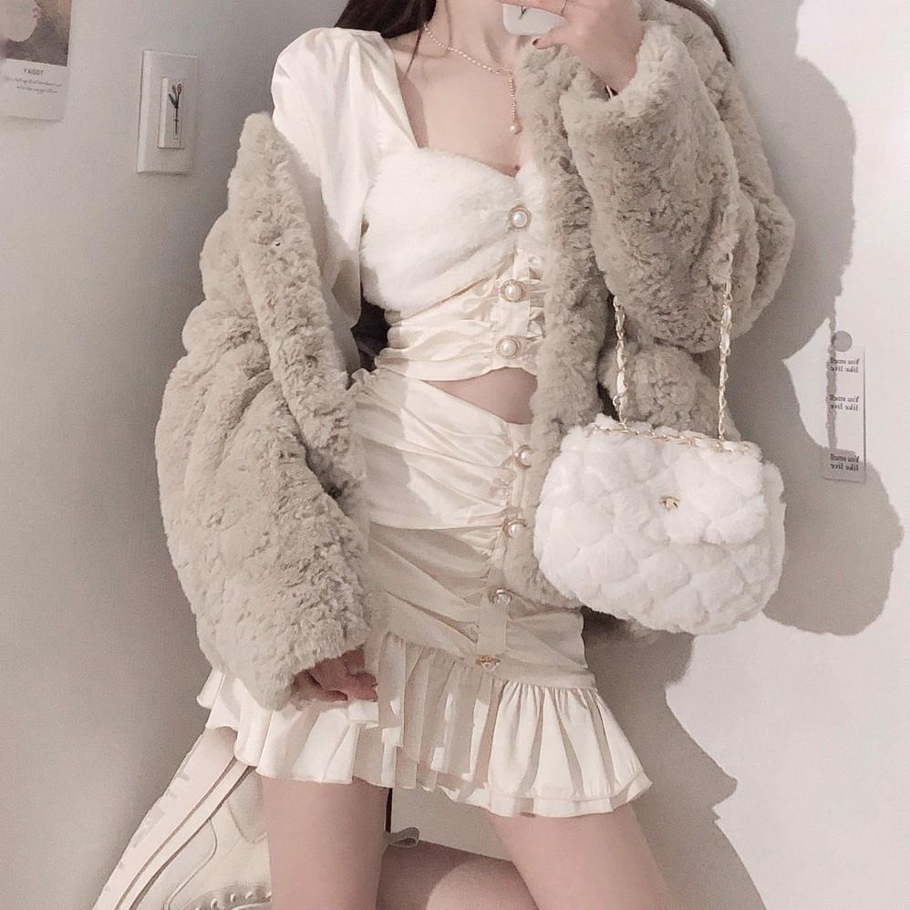 Set Váy Áo Đi Chơi LABELLE Màu Trắng Kem Set S100