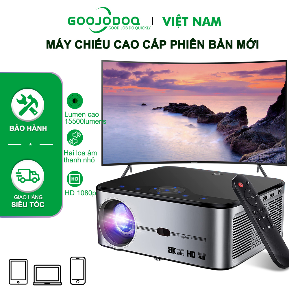 [HÀNG CHÍNH HÃNG GOOJODOQ] AC1024- Máy Chiếu Wifi 8k Full HD 1080p 15500 LM 16 GB Hỗ Trợ dành cho Android Bằng Đồng Bộ Màn Hình Smartphone 750ANSIN