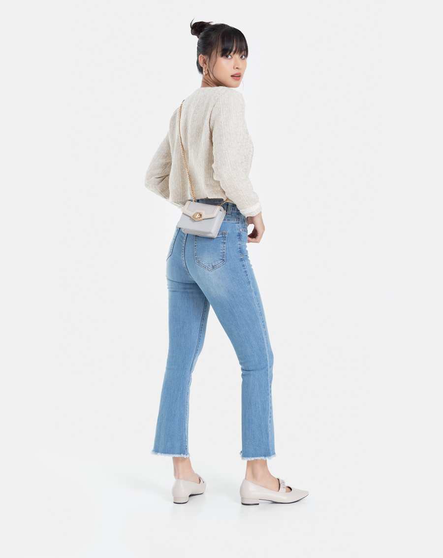 Quần Jean Dài Nữ Thời Trang JUNO Kiểu Dáng Ống Loe JNQDA005