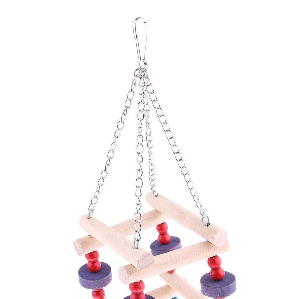 Bird Parrot Wooden Stand Perches Toy Hanging Swing Ladder Climb Chewing Toy