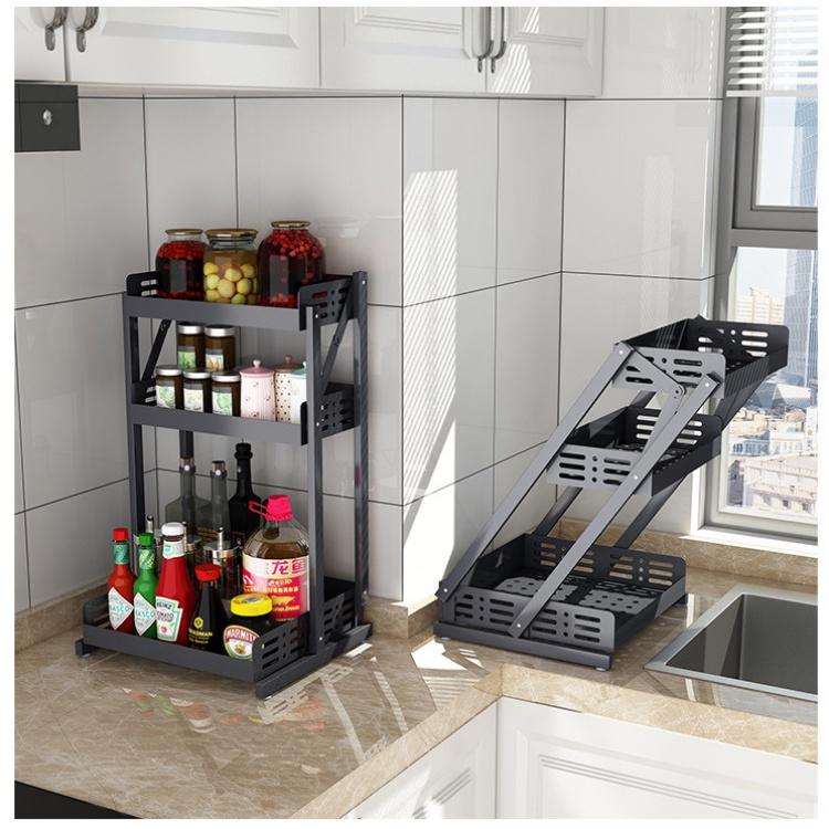 Kệ đựng gia vị 3 tầng gấp gọn để đồ nhà bếp đa năng thông minh_Nutosan