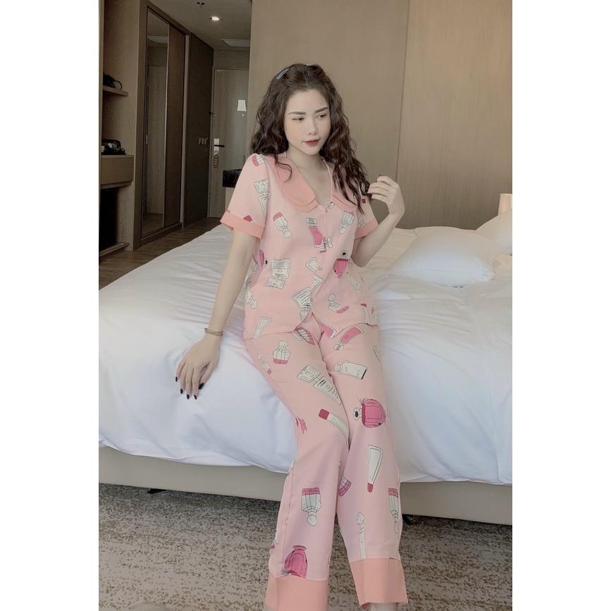 Đồ Bộ Ngủ Nguyên Set Pijama Cổ Thường + Cổ Sen 2 Lá Quần Dài Tay Ngắn Lụa Mango Thiết Kế Cao Cấp Không Xù Mẫu Hot 2021