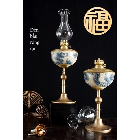 ĐÔI ĐÈN THỜ DẦU CHÂN ĐỒNG TINH XẢO SỨ BÁT TRÀNG