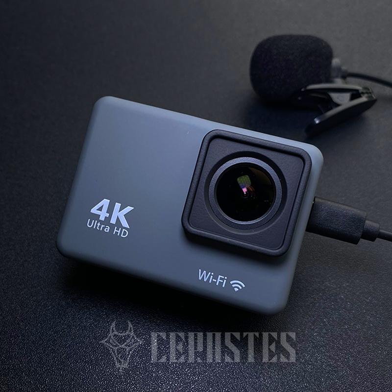 Camera hành động Cerastes 4K60fps với điều khiển từ xa WiFi, ổn định hình ảnh điện tử, phù hợp cho các môn thể thao lặn và ngoài trời.