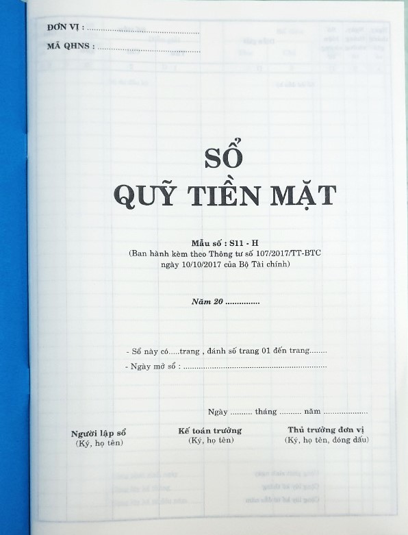 Sổ Quỹ Tiền Mặt (Theo Thông tư 107/2017)