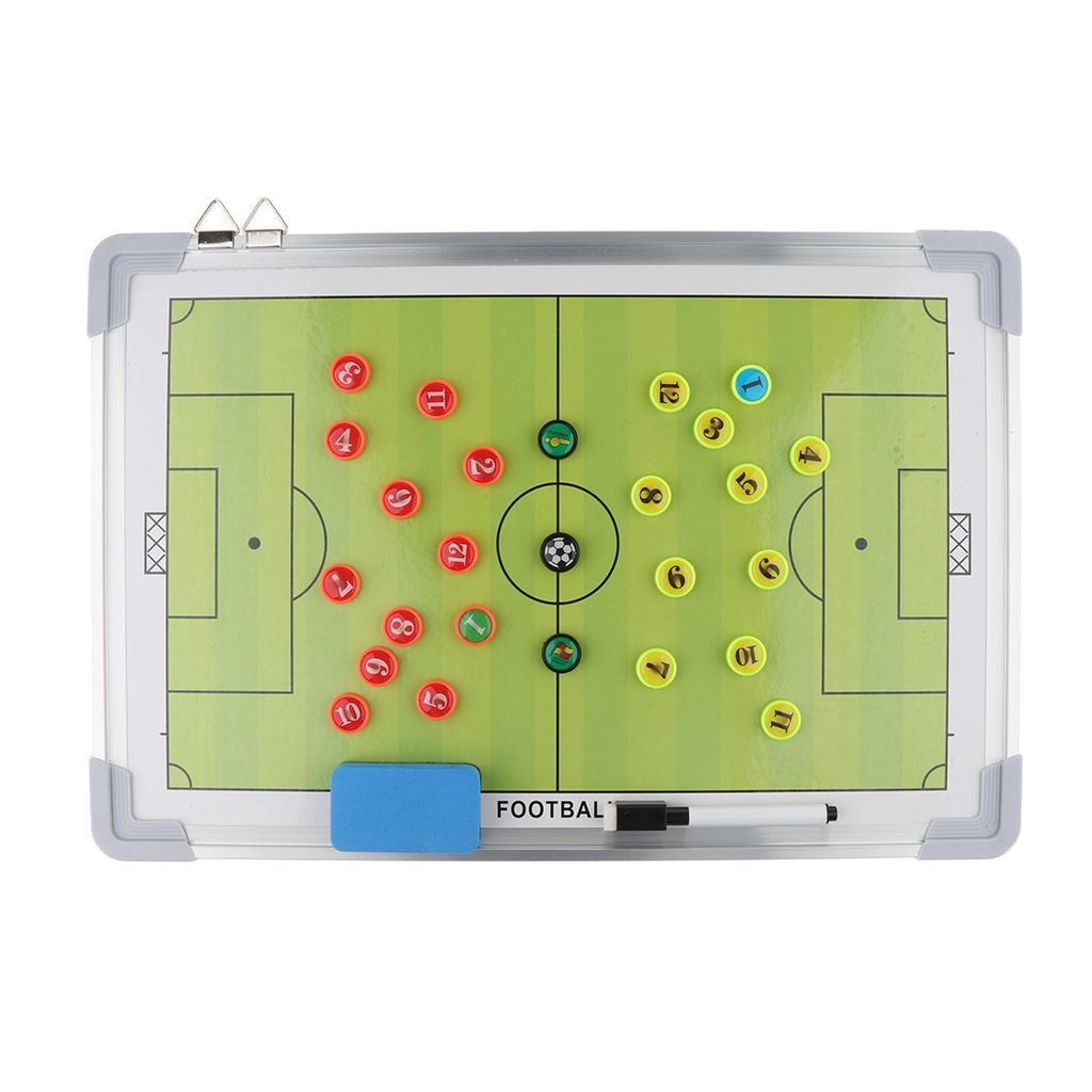 Magnetic Soccer Coaching Board, Football Strategy Teaching Clipboard with Dry Erase and Marker Pen + Lanyard Coaches Whistle