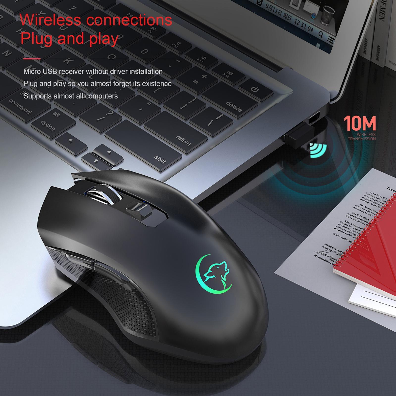 2.4G RGB Gaming Mouse 6 Button Rechargeable with USB Receiver