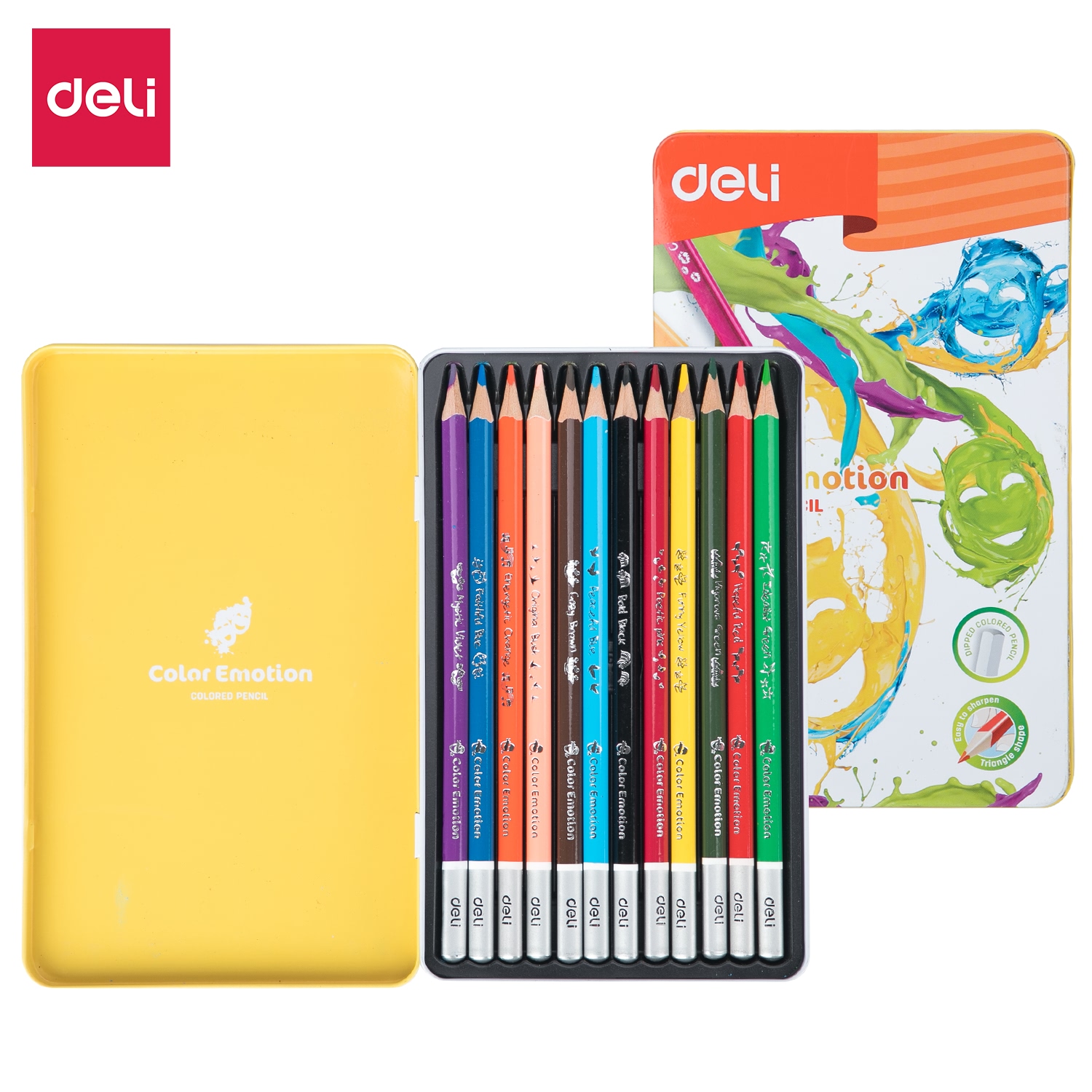 Bút Chì Màu Học Sinh Hộp Sắt Deli 122436 Màuhộp - Ec00205Ec00225Ec00235 - 12 Màu - Ec00205