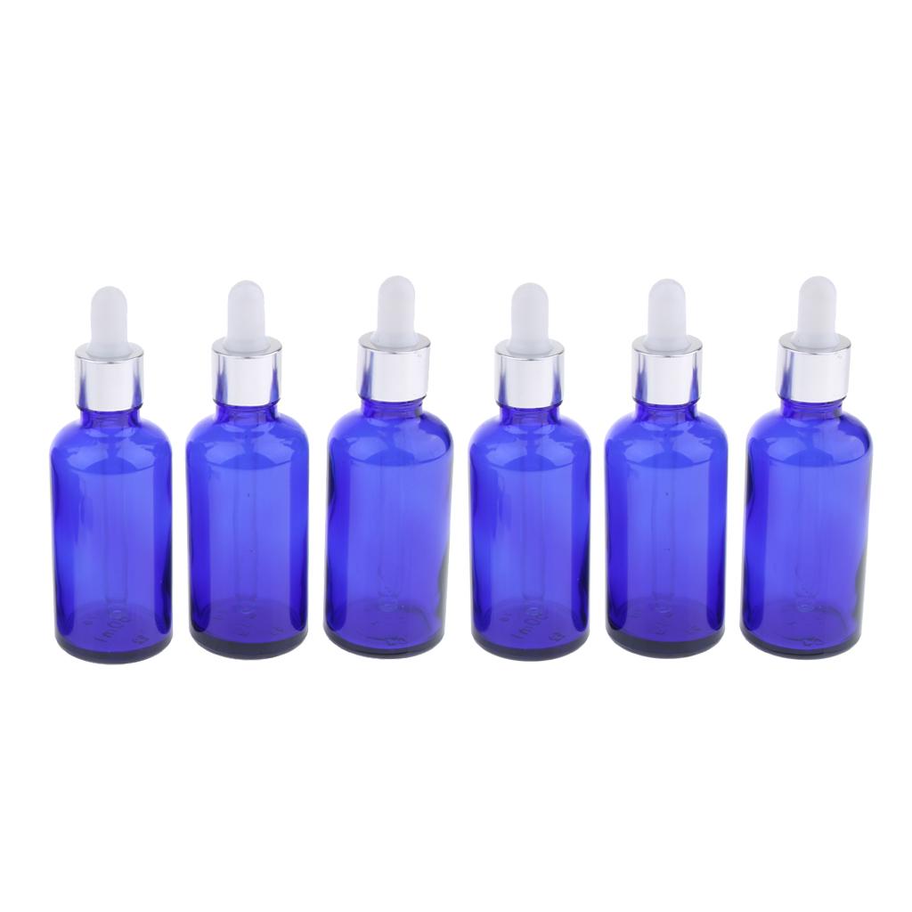 6Pcs 10ml + 6x 30ml Empty Glass Eye Dropper Bottle for Essential Oils Blue