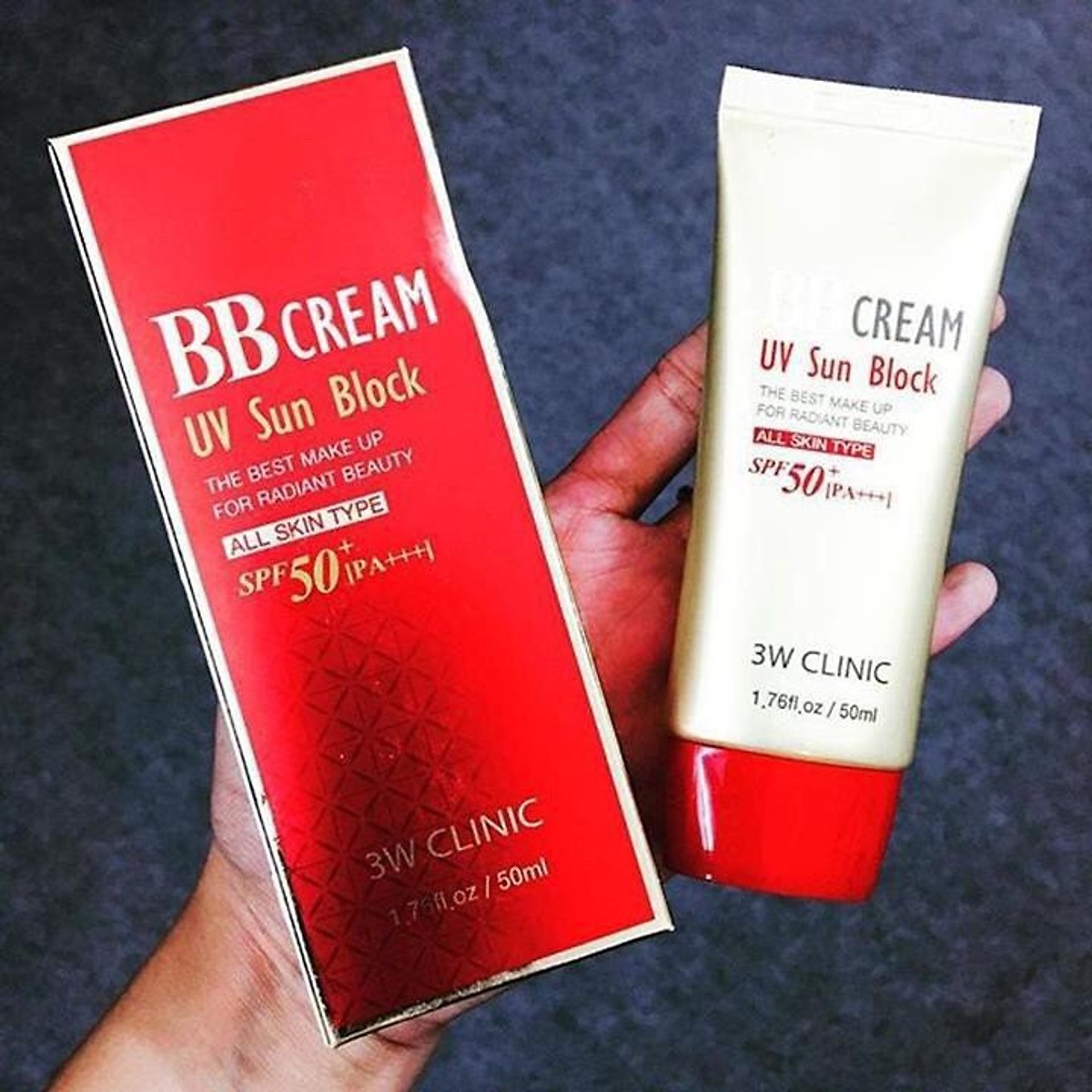 Kem nền chống nắng và dưỡng ẩm BB Cream UV Sun Block 3W Clinic SPF 50+ PA+++ 50ml - Hàn Quốc Chính Hãng