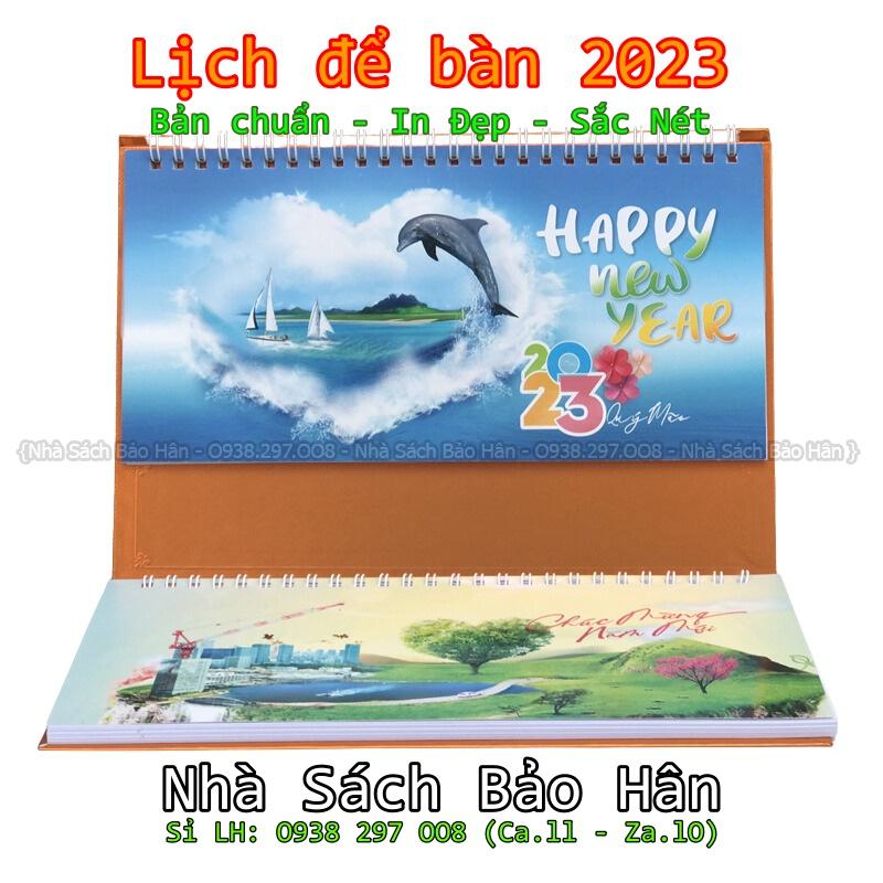 Lịch để bàn 2023 có lịch âm (kiểu chữ M ) có dải note ghi chú ngày, tuần, đủ ngày âm dương(mẫu ngẫu nhiên, nowship)