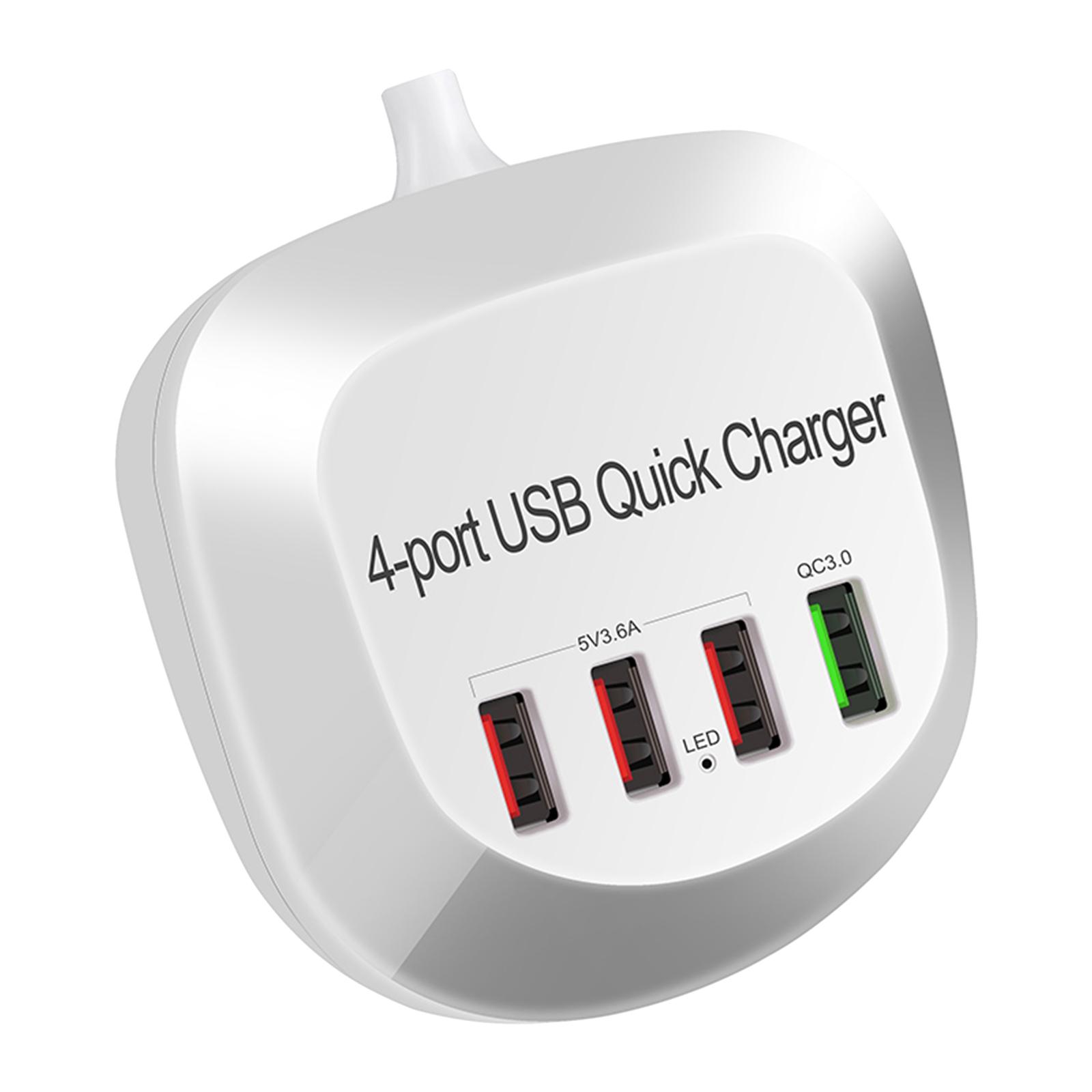 USB Charger Hub with 3.0 4 USB Ports Compact Plug-US