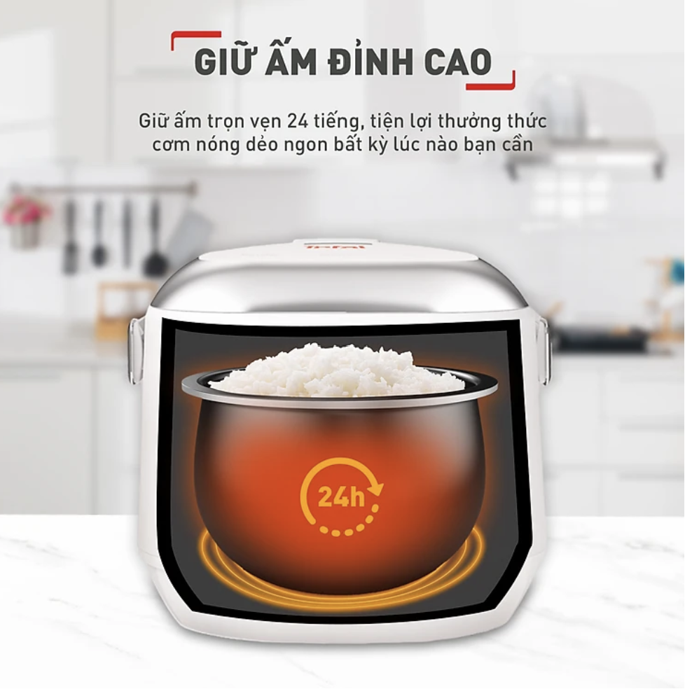 Nồi Cơm Điện Tử Cao Tần Tefal Mini 0.7 Lít RK604165 Công Suất 800 W - Hàng Chính Hãng