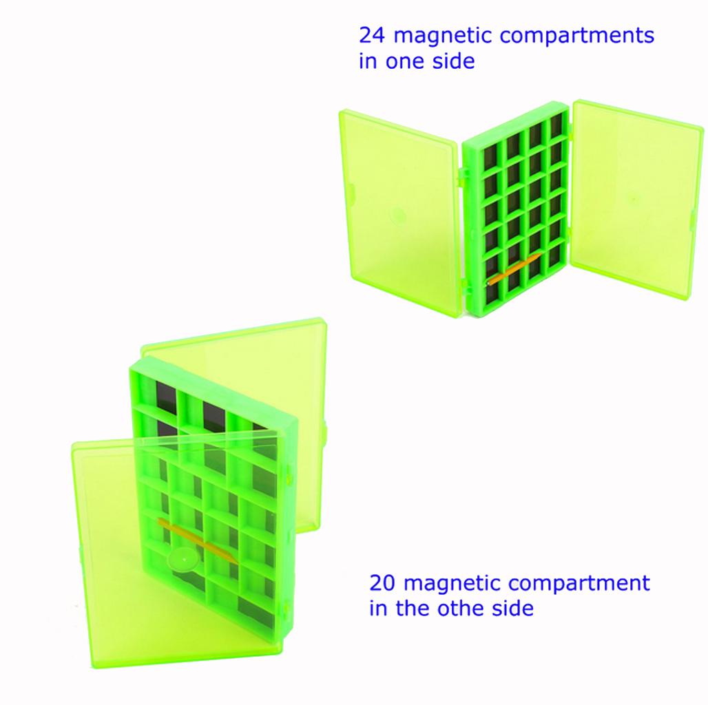 Double Side Magnetic Fly Fishing Box Hooks Storage Case Holder with 44 Compartments