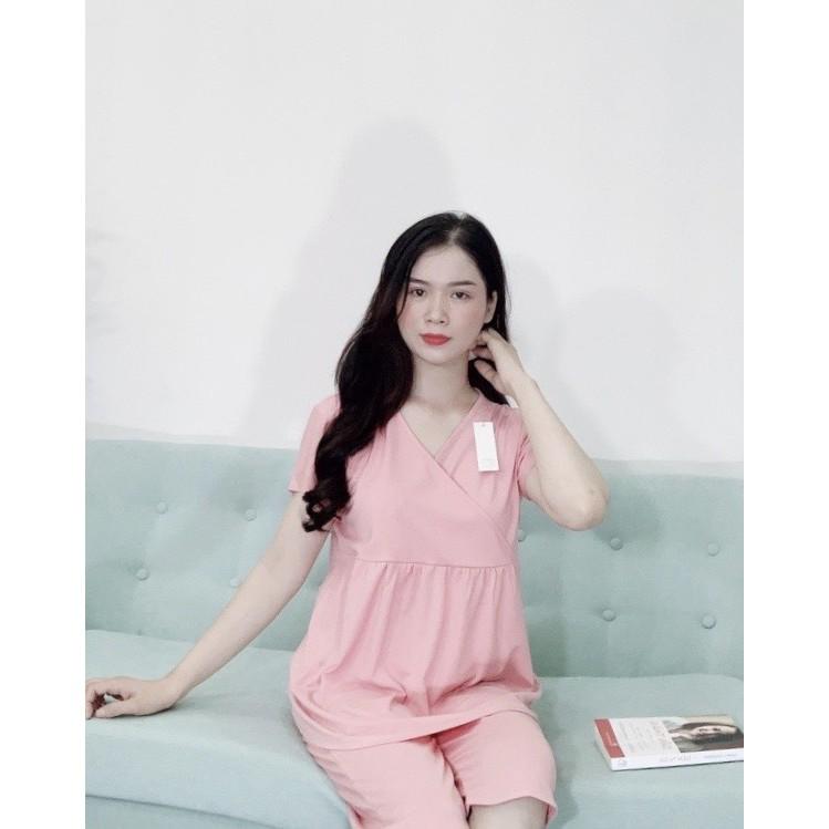 Bộ bầu mặc nhà hè cotton ngắn tay thoáng mát thiết kế