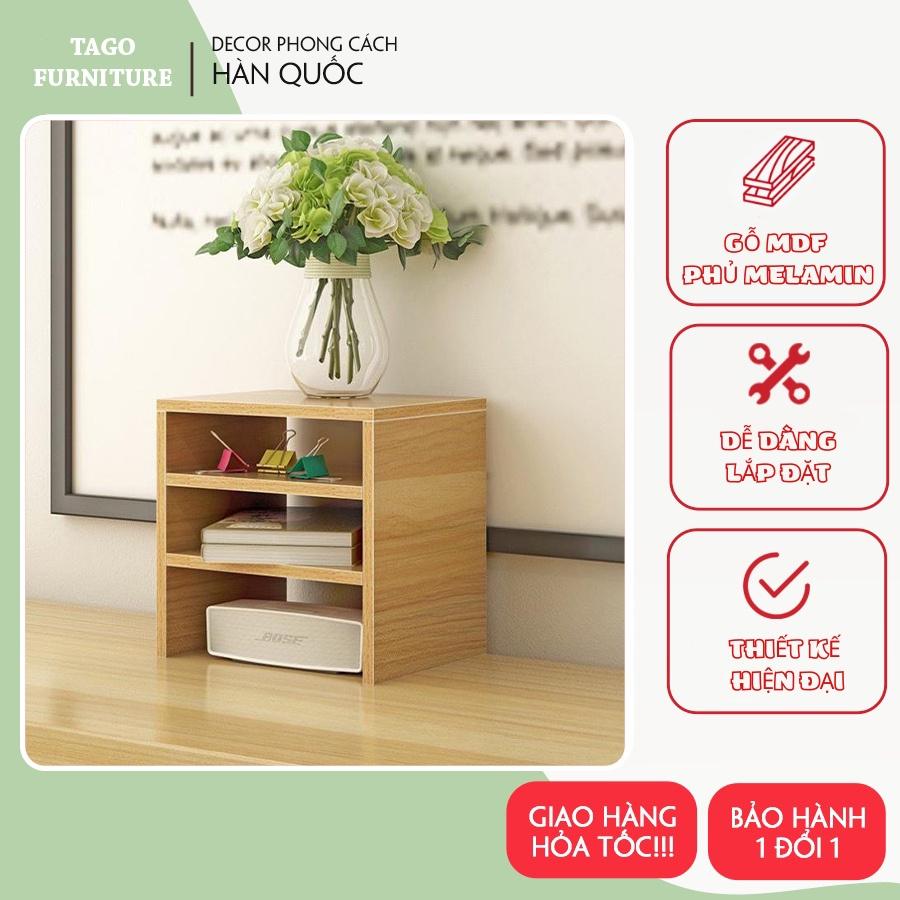 Kệ sách để bàn 3 tầng, giá sách mini kệ đa năng gỗ MDF phủ Melamin decor góc học tập, làm việc 25x20x28 TAGO ND11