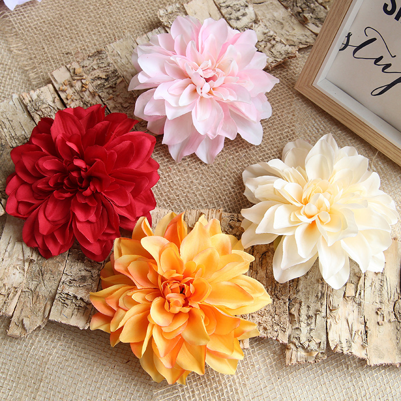 Đầu Hoa Thược Dược Lụa 15cm Cao Cấp Trang Trí Tiệc Decor Đồ Handmade