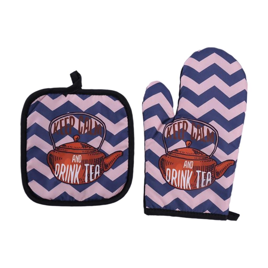 2pcs Oven Cotton Gloves Pot Holder Cooking Heat Resistant Mitt Bowl