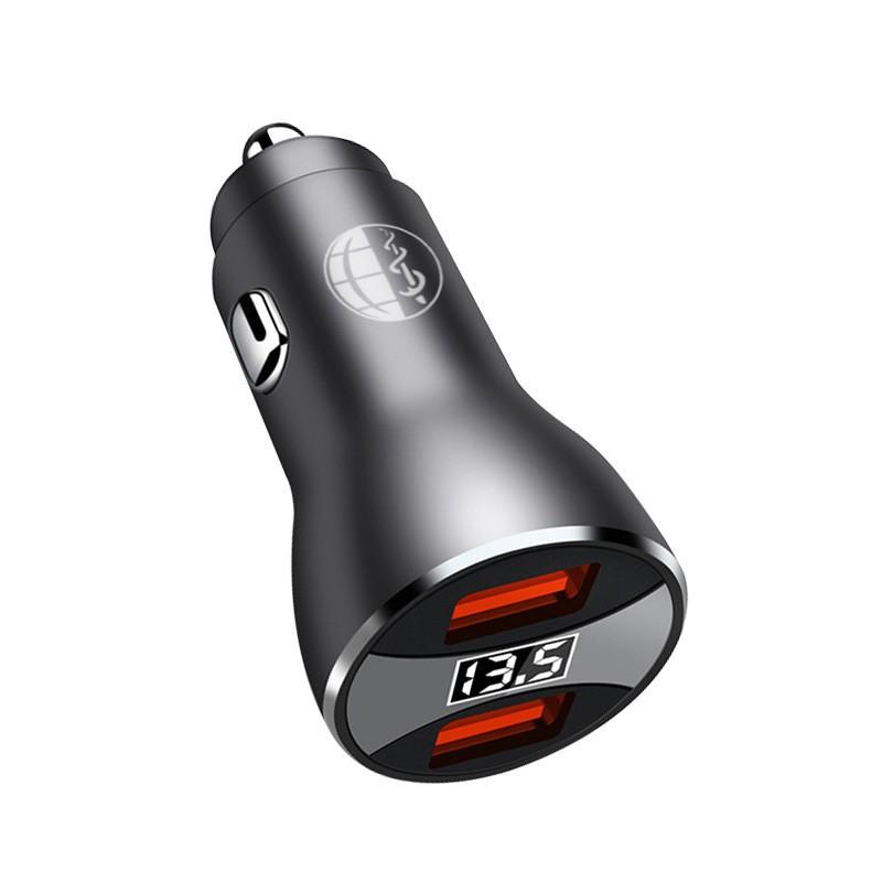Phong cách mới nhất sạc nhanh xe hiển thị điện áp sạc 6A flash sạc cổng kép tương thích hoàn toàn với đầu sạc kim loại USB trên xe hơi