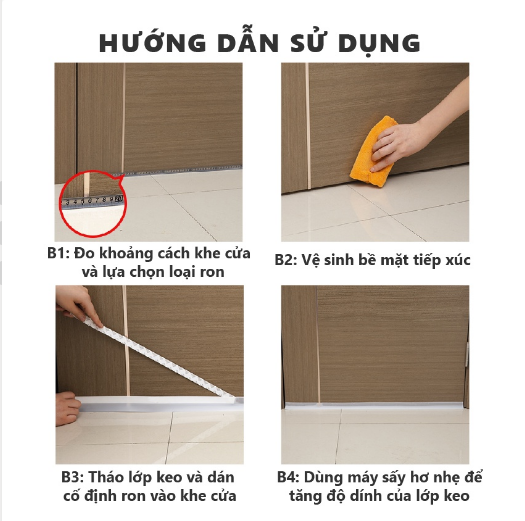 Ron chặn khe hở 90cm đa năng, Nẹp dán chân cửa chống côn trùng, phù hợp mọi loại cửa tiện dụng-GD534-Ron90