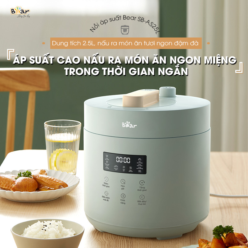 HÀNG CHÍNH HÃNG Nồi áp suất Bear tiếng Việt 2.5L SB-AS25L 