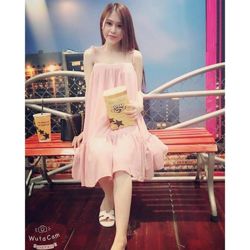 Đầm maxi biển đuôi cá 2 dây đỏ