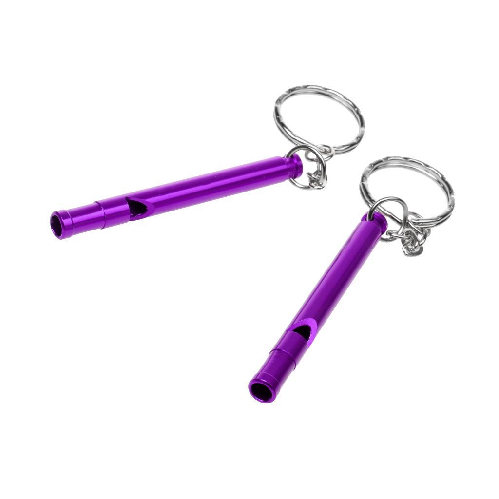 2x2pcs Outdoor Survival Camping Training Emergency Safety Whistle Purple