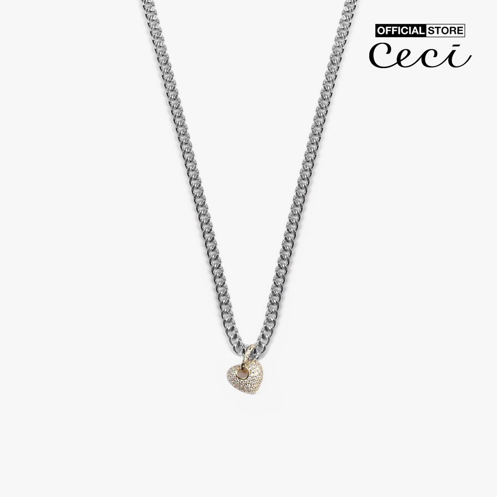 CECI - Dây chuyền nữ mắc xích phối mặt hình trái tim thời trang CC4-01000185-07