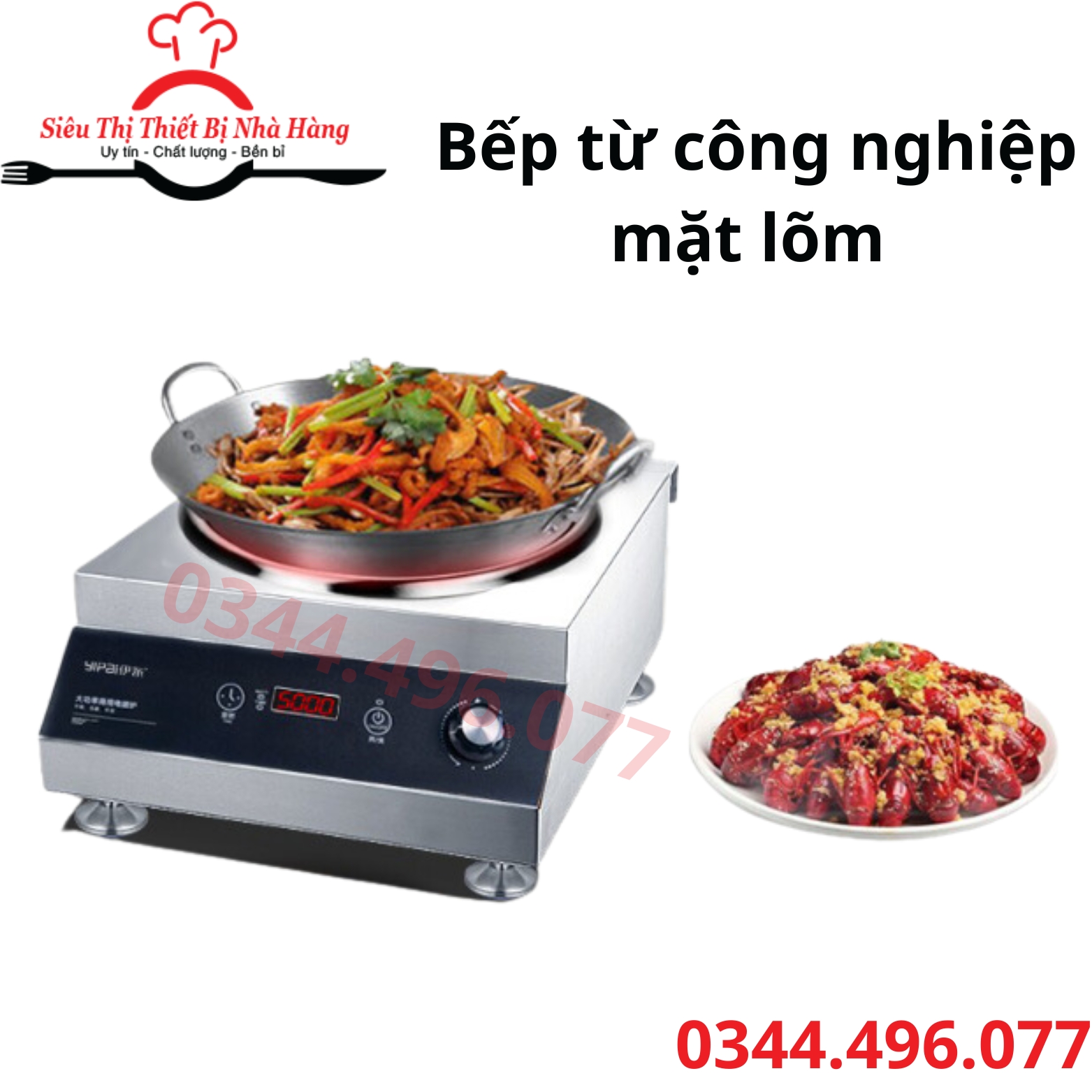 Bếp điên từ công nghiệp 5000W mặt phẳng  và mặt lõm,bếp công suất lớn dùng cho nhà hàng, quán ăn